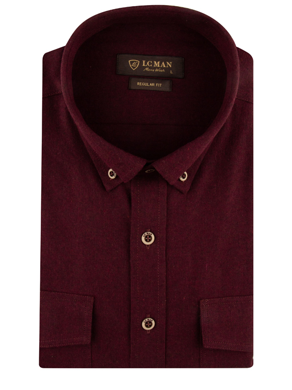 پیراهن آستین بلند قرمز تیره ال سی من 44