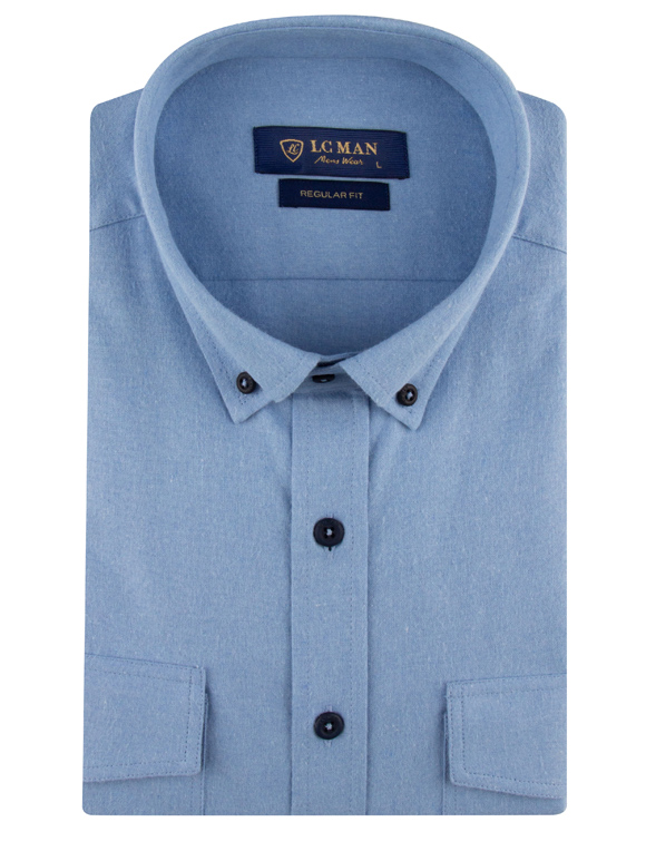 پیراهن مردانه آستین بلند آبی ال سی من 044