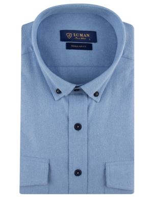 پیراهن مردانه آستین بلند آبی ال سی من 044