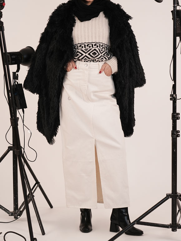 دامن جین بلند زنانه-E0025