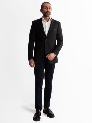 کت تک مردانه مشکی راه راه ال سی من 091