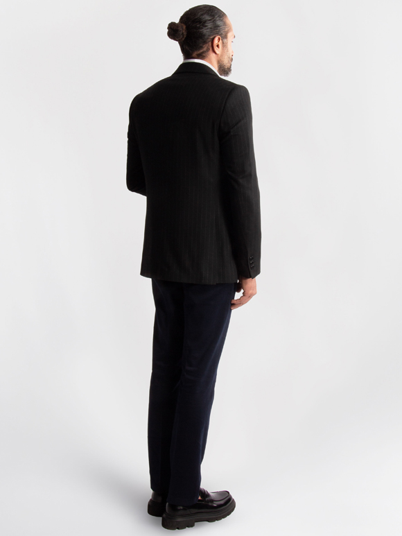 کت تک مردانه مشکی راه راه ال سی من 091