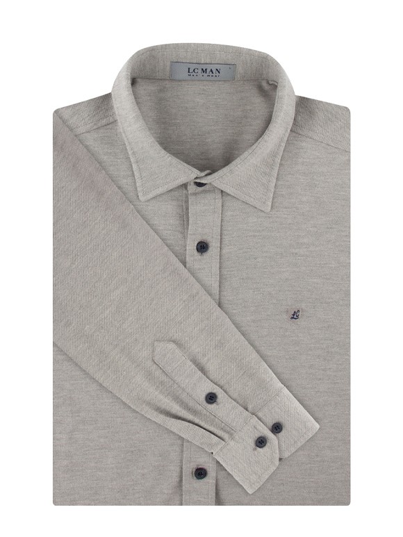 پیراهن مردانه تریکو طوسی آستین بلند