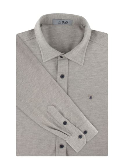 پیراهن مردانه تریکو طوسی آستین بلند