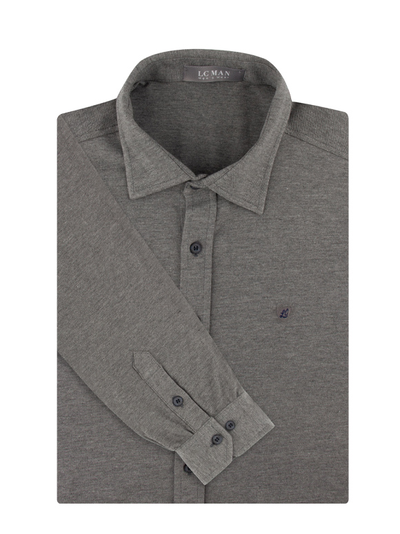 پیراهن مردانه تریکو طوسی آستین بلند 1