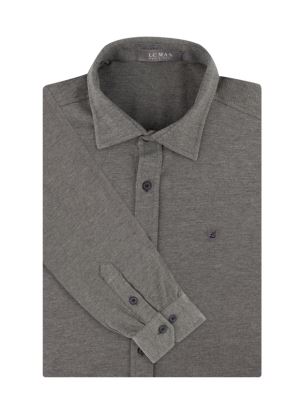 پیراهن مردانه تریکو طوسی آستین بلند 1