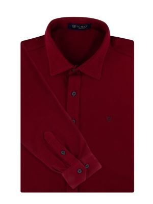 پیراهن مردانه تریکو زرشکی آستین بلند ال سی من