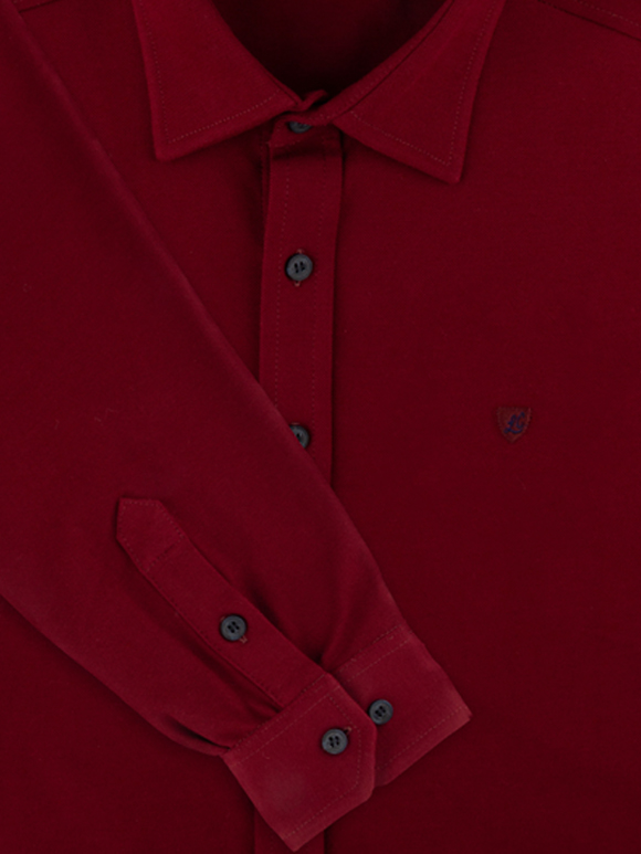 پیراهن مردانه تریکو زرشکی آستین بلند ال سی من