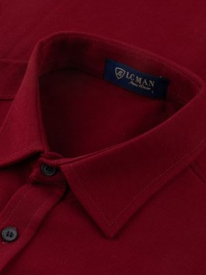 پیراهن مردانه تریکو زرشکی آستین بلند ال سی من