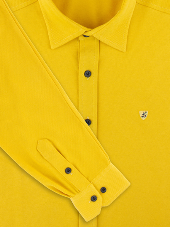 پیراهن مردانه زرد تریکو آستین بلند 050