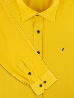 پیراهن مردانه زرد تریکو آستین بلند 050