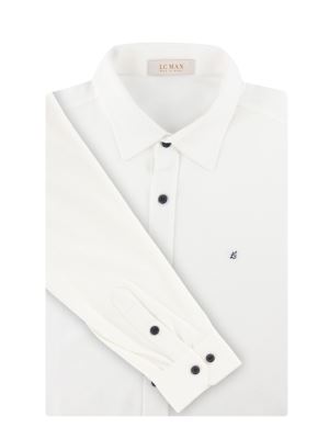 پیراهن مردانه سفید تریکو آستین بلند 050