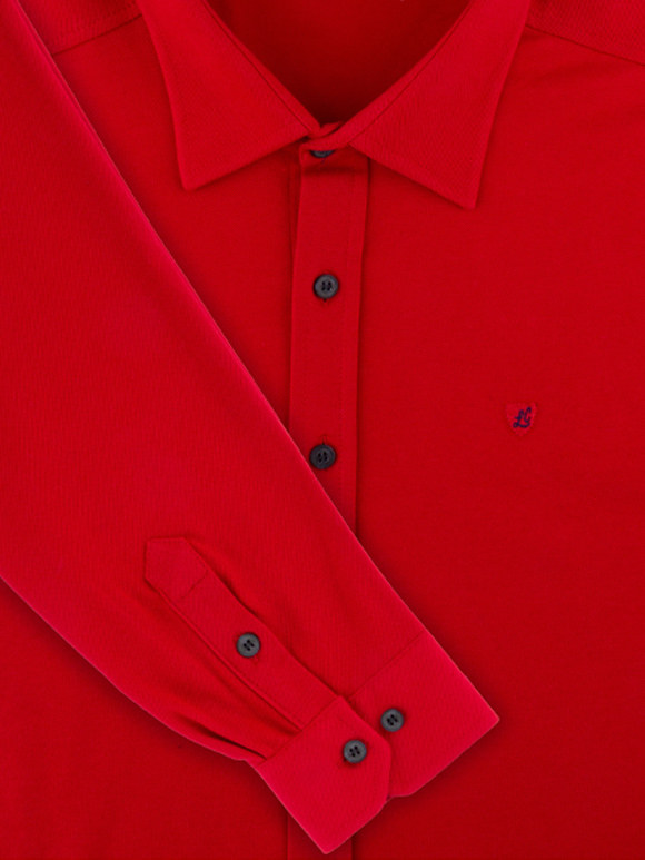 پیراهن مردانه قرمز تریکو آستین بلند 050