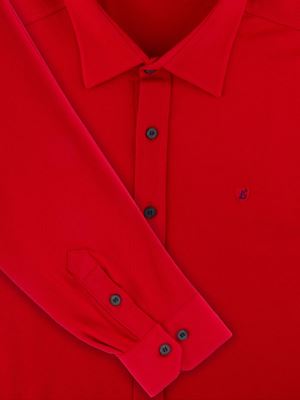 پیراهن مردانه قرمز تریکو آستین بلند 050