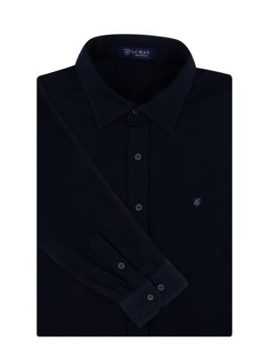 پیراهن مردانه سرمه ای تریکو آستین بلند 050