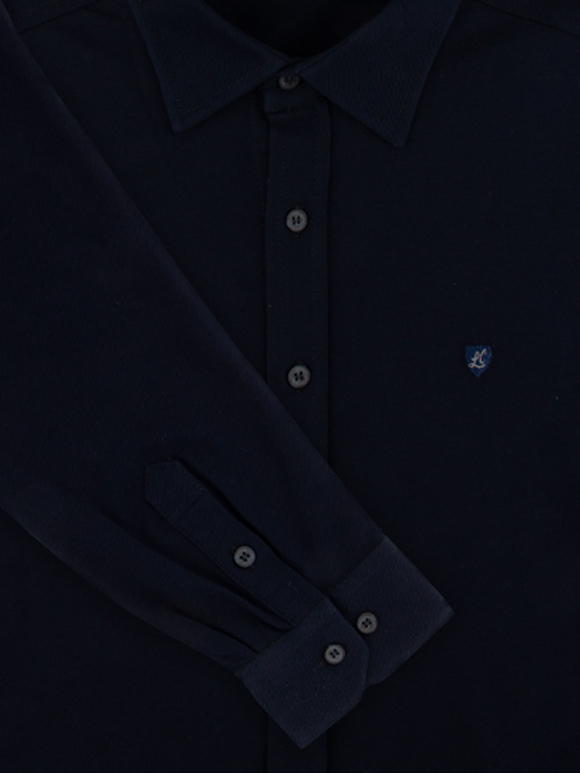 پیراهن مردانه سرمه ای تریکو آستین بلند 050