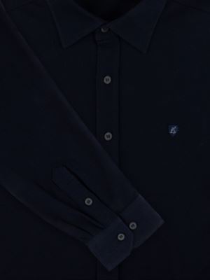 پیراهن مردانه سرمه ای تریکو آستین بلند 050