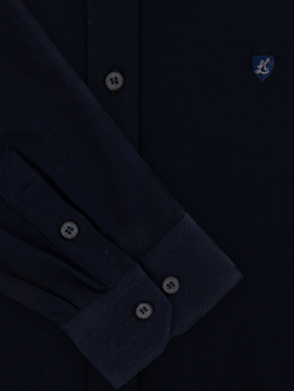 پیراهن مردانه سرمه ای تریکو آستین بلند 050