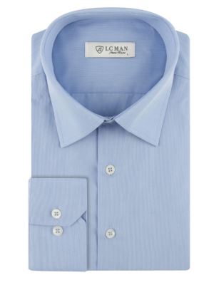 پیراهن مردانه آستین بلند آبی ال سی من 056