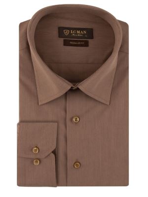 پیراهن مردانه آستین بلند قهوه ای ال سی من 056