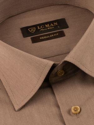 پیراهن مردانه آستین بلند قهوه ای ال سی من 056
