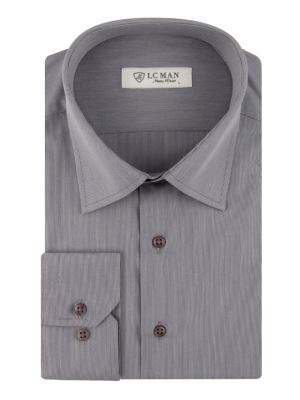 پیراهن مردانه طوسی آستین بلند ال سی من 056