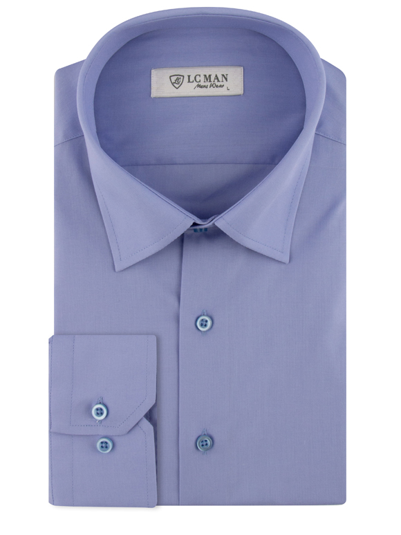 پیراهن مردانه آبی آستین بلند ال سی من 057