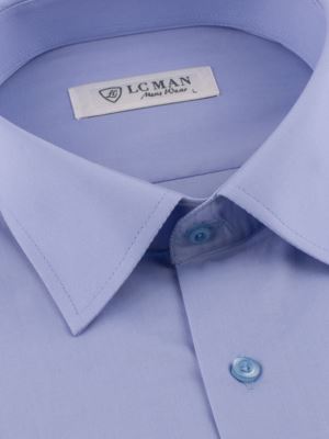 پیراهن مردانه آبی آستین بلند ال سی من 057