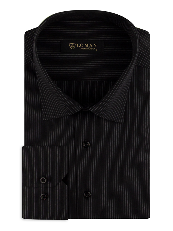 پیراهن مشکی راه راه آستین بلند ال سی من 65