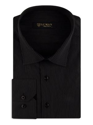 پیراهن مشکی راه راه آستین بلند ال سی من 65