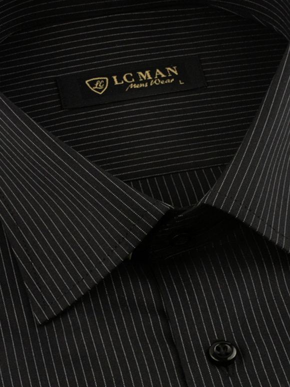 پیراهن مشکی راه راه آستین بلند ال سی من 65