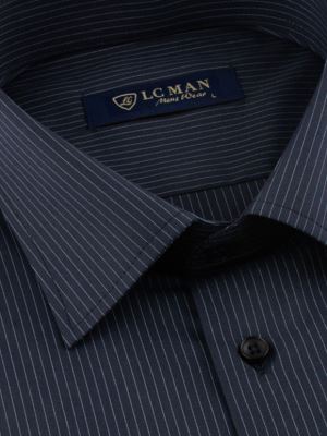 پیراهن سرمه ای راه راه آستین بلند ال سی من 65