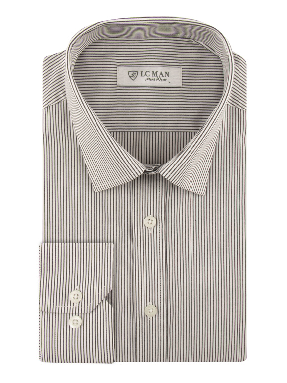 پیراهن سفید راه راه آستین بلند ال سی من 69