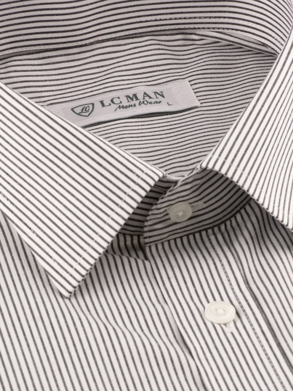 پیراهن سفید راه راه آستین بلند ال سی من 69