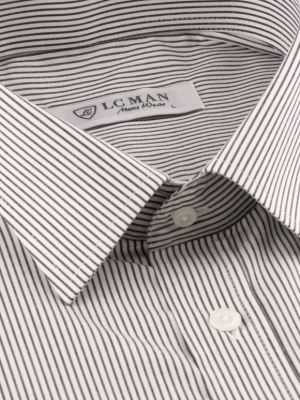 پیراهن سفید راه راه آستین بلند ال سی من 69