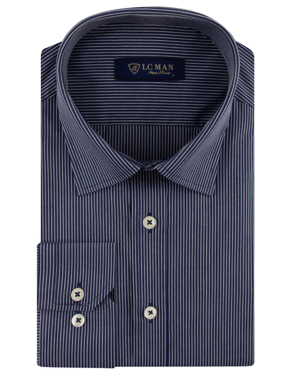 پیراهن سرمه ای راه راه آستین بلند ال سی من 69