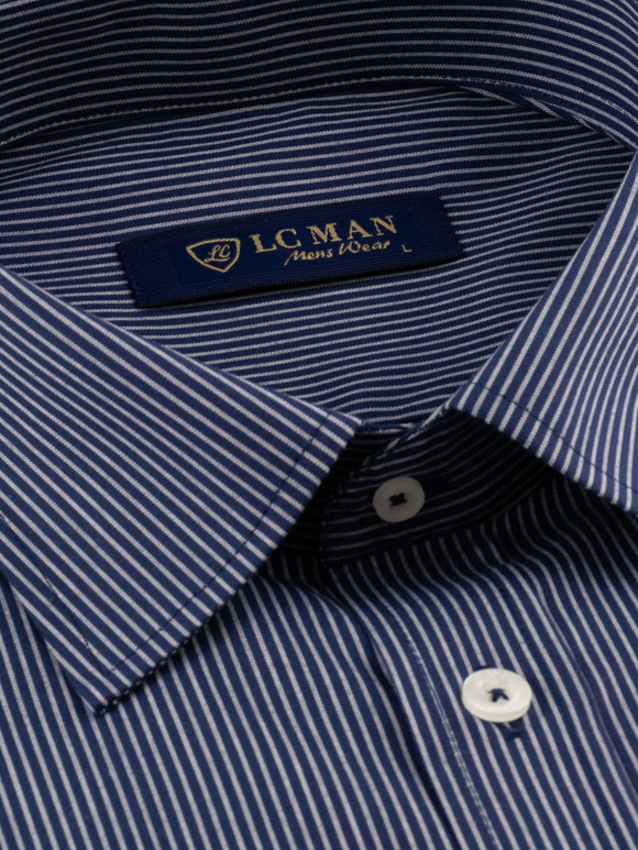 پیراهن سرمه ای راه راه آستین بلند ال سی من 69