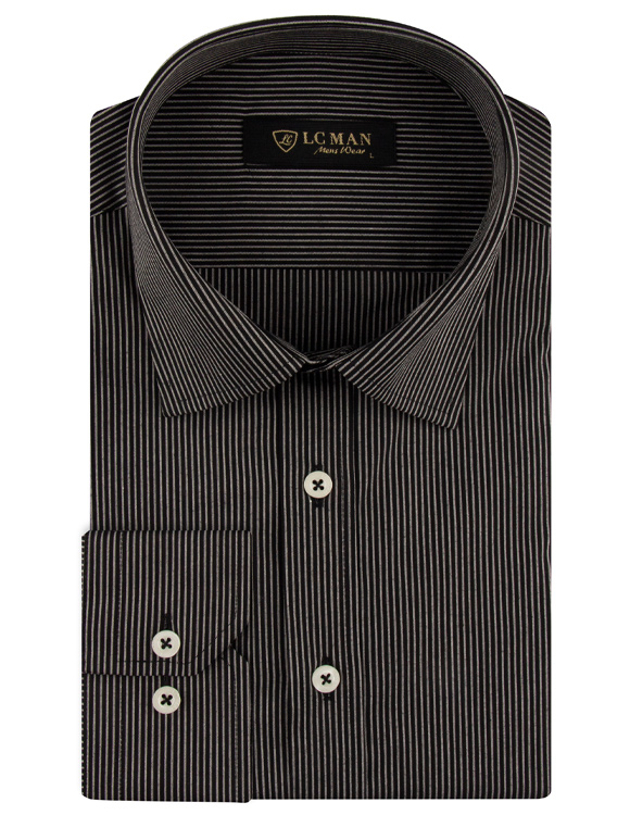 پیراهن مشکی راه راه آستین بلند ال سی من 69