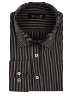 پیراهن مشکی راه راه آستین بلند ال سی من 69