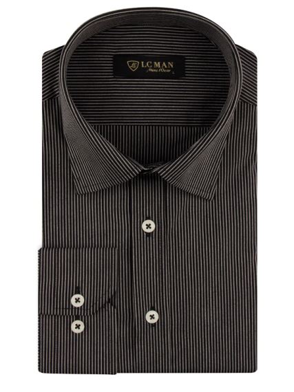 پیراهن مشکی راه راه آستین بلند ال سی من 69