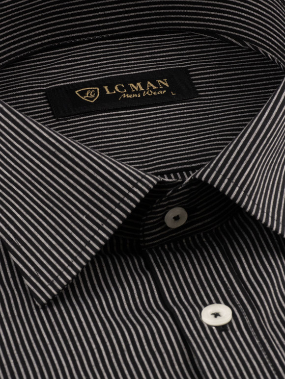 پیراهن مشکی راه راه آستین بلند ال سی من 69