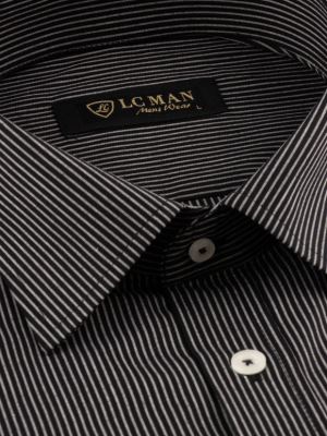 پیراهن مشکی راه راه آستین بلند ال سی من 69