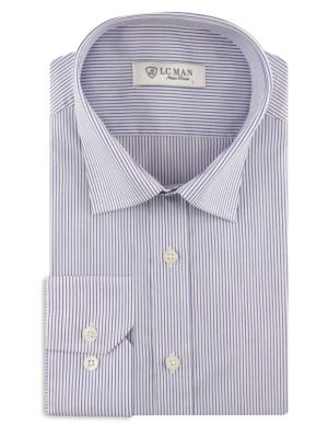 پیراهن آبی راه راه آستین بلند ال سی من 69