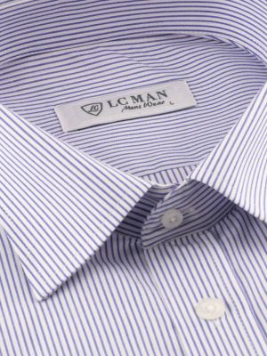 پیراهن آبی راه راه آستین بلند ال سی من 69