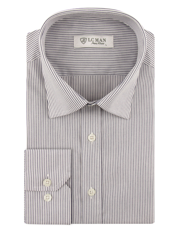 پیراهن سفید راه راه آستین بلند ال سی من 71