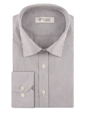 پیراهن سفید راه راه آستین بلند ال سی من 71