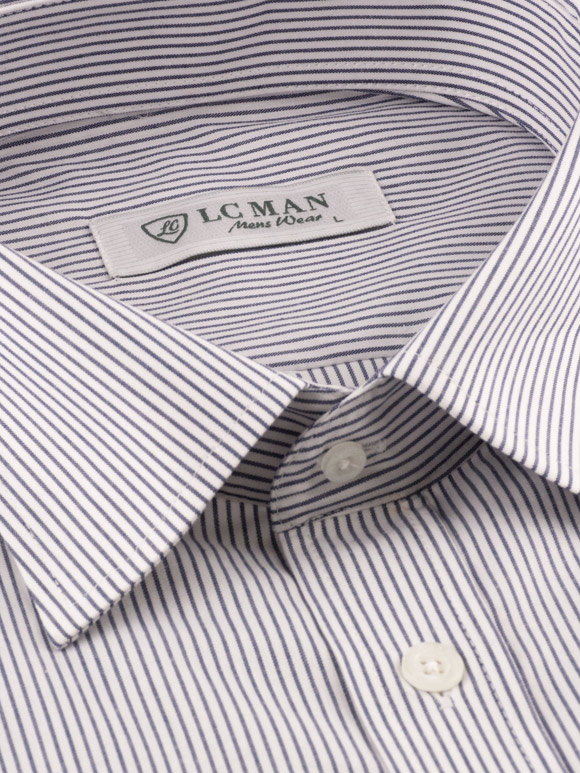 پیراهن سفید راه راه آستین بلند ال سی من 71