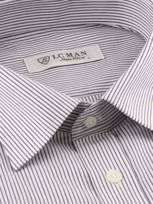 پیراهن سفید راه راه آستین بلند ال سی من 71