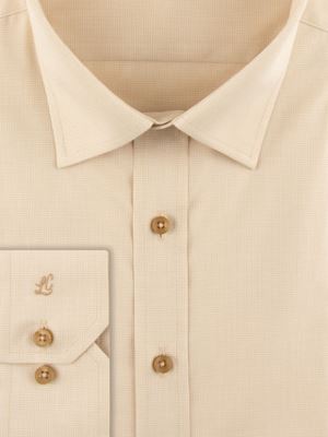 پیراهن چهارخانه ریز کرم آستین بلند ال سی من 2