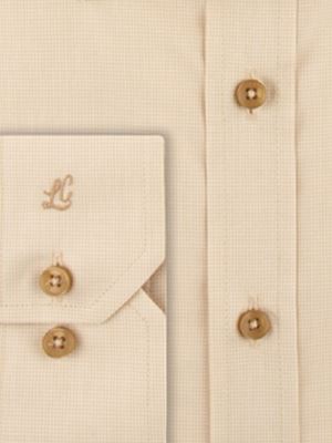 پیراهن چهارخانه ریز کرم آستین بلند ال سی من 2